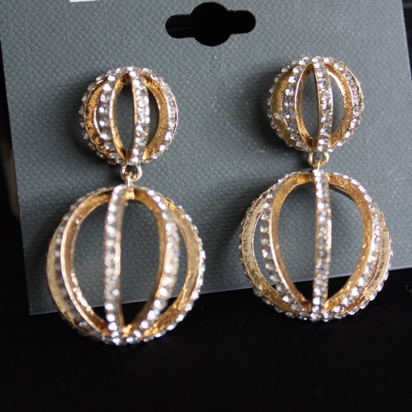 Eliot Danori Golden Tone Halo Drop Earrings - Picture 1 of 3